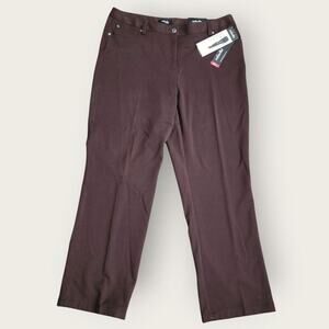 Rafaella Work Pants Womens Sz 14p Classic Highrise Brown Flat Front Officewear